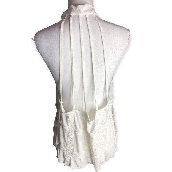 Gray Collective Ribbed High Neck Embroidered Open Sides Top - Picture 3 of 5